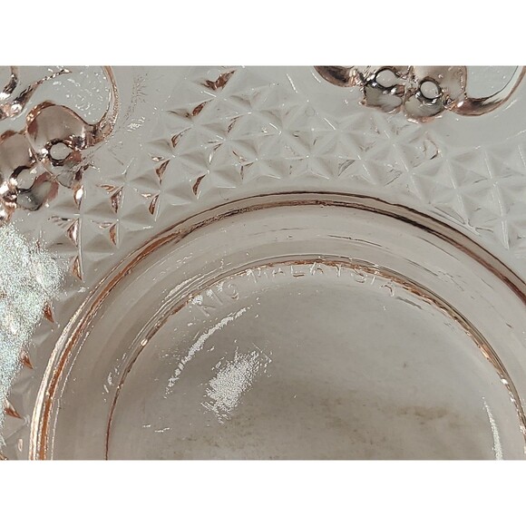Vintage Kig Pink Depression Glass Style Hearts & Roses Lidded Candy Dish - Picture 7 of 7